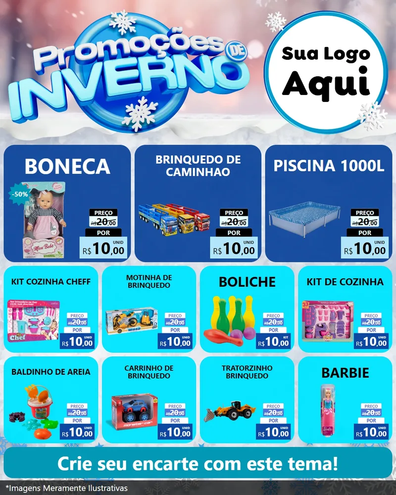 Modelo de Rede Social para Feed Instagram com o tema Promoções de Inverno para Brinquedos