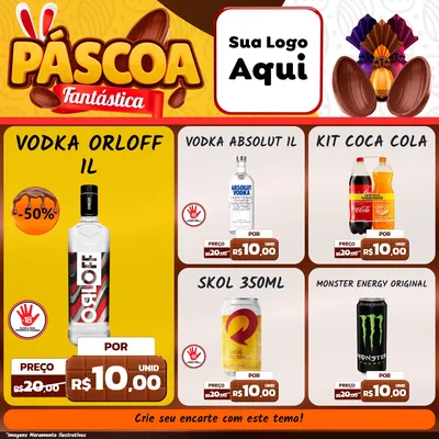 Modelo de Rede Social para Feed Facebook com o tema Páscoa Fantástica para Distribuidora de bebidas