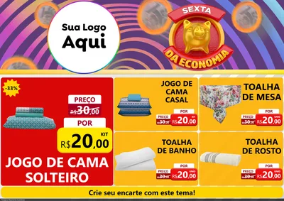 Modelo de Encarte para Encarte A4 Horizontal com o tema Sexta da Economia para Cama, Mesa e Banho