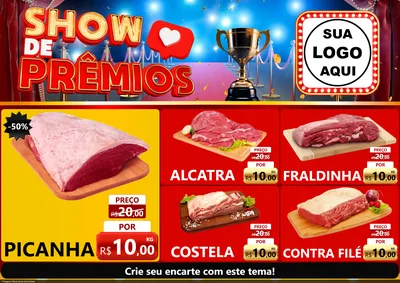 Modelo de Encarte para Encarte A4 Horizontal com o tema Show de Prêmios para Açougue