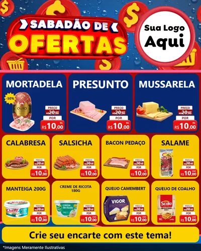 Modelo de Rede Social para Feed Instagram com o tema Sabadão de Ofertas para Frios e Laticínios