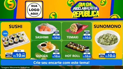 Modelo de TV para TV Horizontal com o tema Dia Da Proclamação da República para Comida japonesa