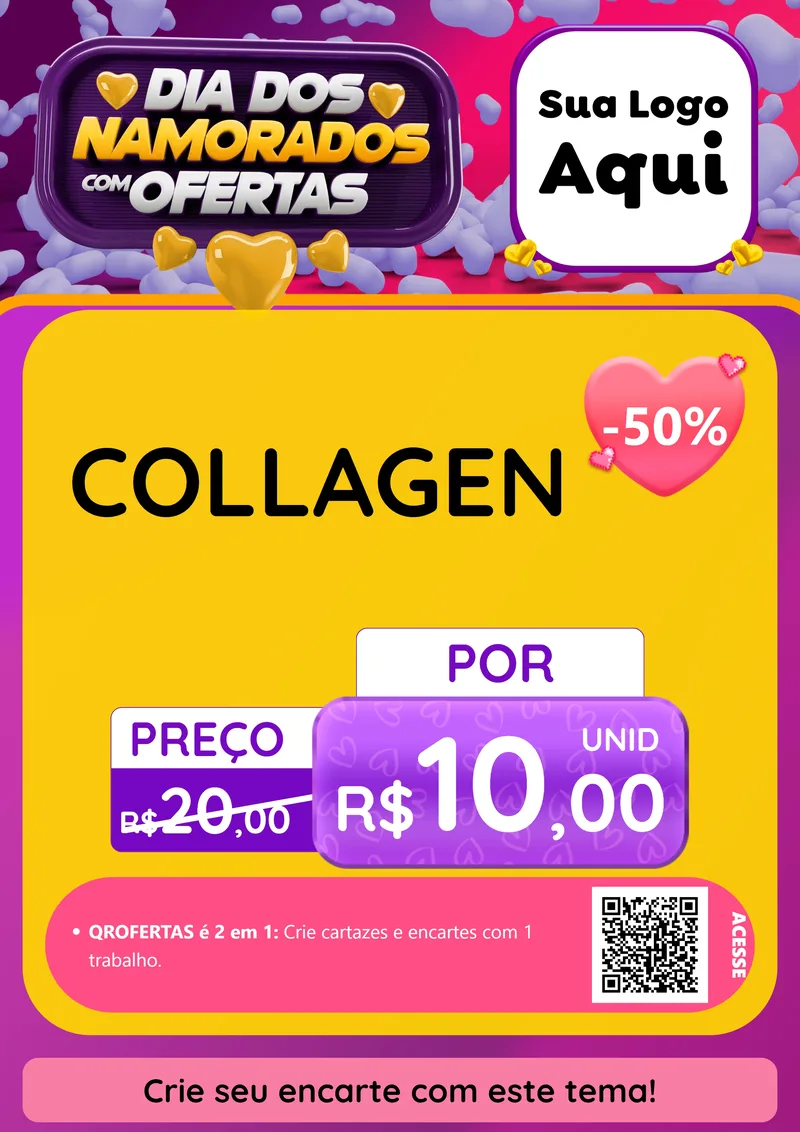Modelo de Cartaz para Cartaz A4 Vertical com o tema Dia Dos Namorados Com Ofertas para Suplementos alimentares