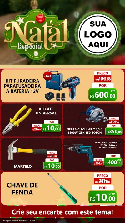 Modelo de TV para TV Vertical com o tema Natal Especial para Maquinas e Ferramentas