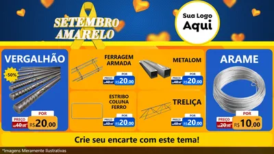 Modelo de TV para TV Horizontal com o tema Setembro Amarelo para Ferragens