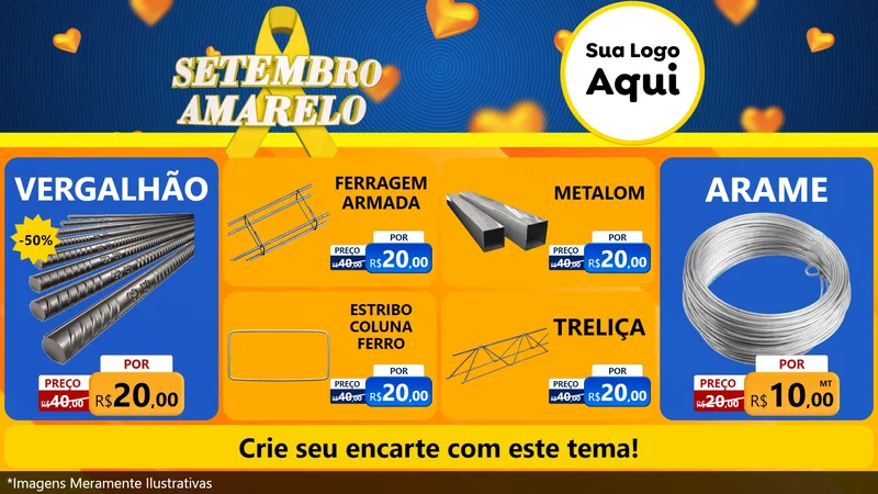 Modelo de TV para TV Horizontal com o tema Setembro Amarelo para Ferragens