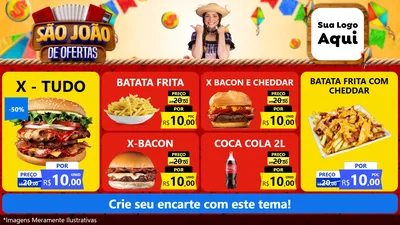 Modelo de TV para TV Horizontal com o tema São João de Ofertas para Hamburgueria