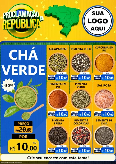 Modelo de Encarte para Encarte A4 Vertical com o tema Proclamação da República para Produtos Naturais