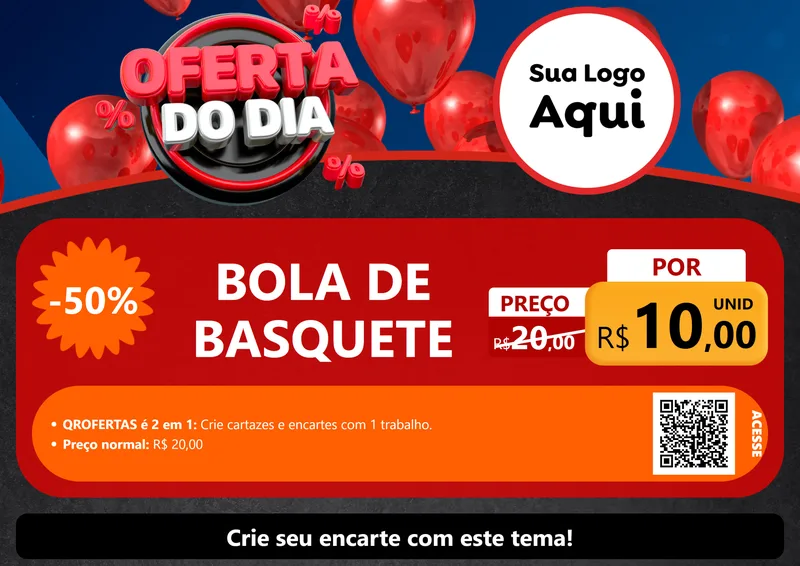 Modelo de Cartaz para Cartaz A4 Horizontal com o tema Oferta do Dia para Artigos Esportivos