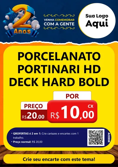 Modelo de Cartaz para Cartaz A4 Vertical com o tema Aniversário de 2 anos para Pisos e revestimentos
