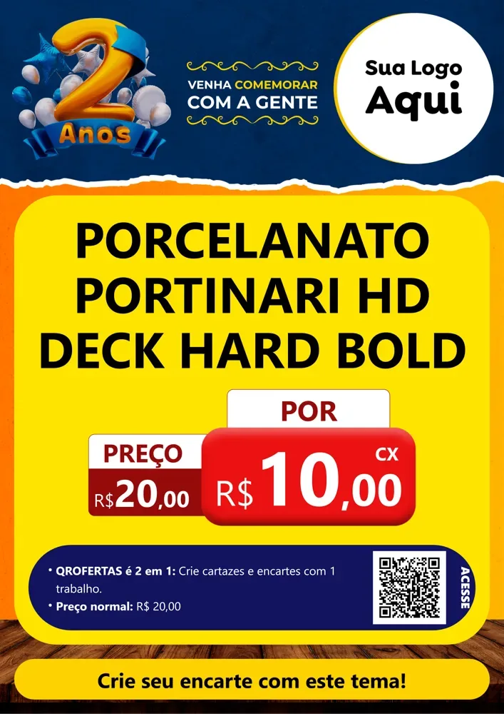 Modelo de Cartaz para Cartaz A4 Vertical com o tema Aniversário de 2 anos para Pisos e revestimentos