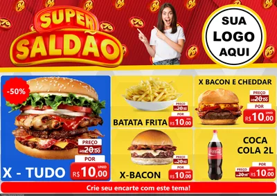 Modelo de Encarte para Encarte A4 Horizontal com o tema Super Saldão para Hamburgueria