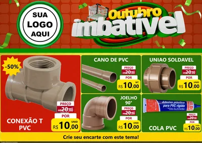 Modelo de Encarte para Encarte A4 Horizontal com o tema Outubro Imbatível para Tubos e conexões