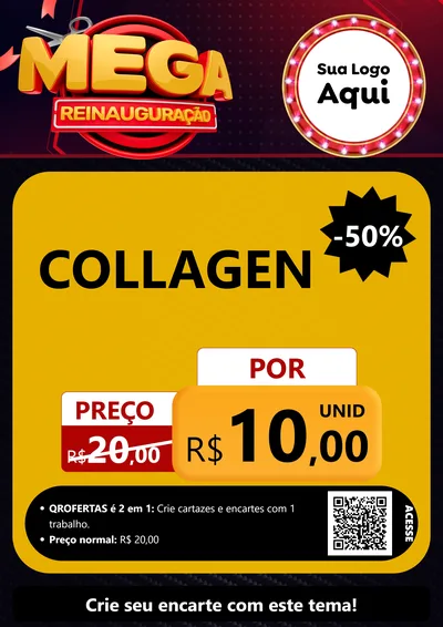 Modelo de Cartaz para Cartaz A4 Vertical com o tema Mega Reinauguração para Suplementos alimentares