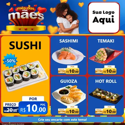 Modelo de Rede Social para Feed Facebook com o tema Mês das Mães para Comida japonesa