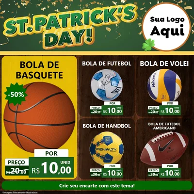 Modelo de Rede Social para Feed Facebook com o tema St Patriks Day para Artigos Esportivos