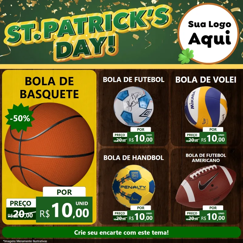 Modelo de Rede Social para Feed Facebook com o tema St Patriks Day para Artigos Esportivos