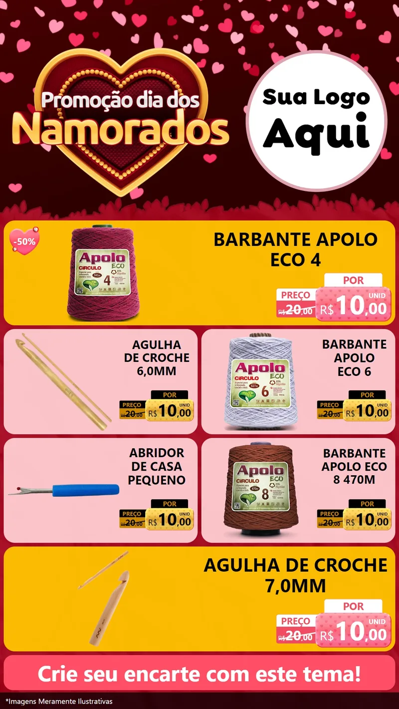 Modelo de TV para TV Vertical com o tema Promoção Dia Dos Namorados para Armarinho e Aviamentos