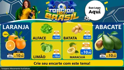Modelo de TV para TV Horizontal com o tema Torcida Vai Brasil - Copa para Hortifrúti