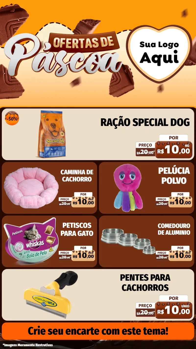 Modelo de TV para TV Vertical com o tema Ofertas de Páscoa para Pet Shop