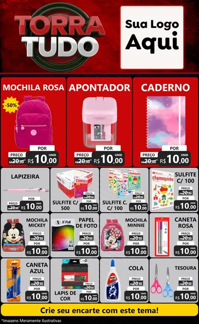 Modelo de Encarte para Encarte Grande com o tema Torra Tudo para Papelaria