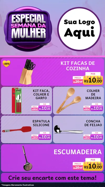 Modelo de TV para TV Vertical com o tema Especial Semana da Mulher para Utilidades Domésticas