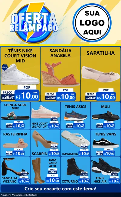 Modelo de Encarte para Encarte Grande com o tema Oferta Relâmpago para Calçados