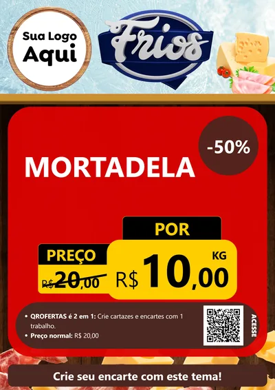 Modelo de Cartaz para Cartaz A4 Vertical com o tema Frios para Frios e Laticínios
