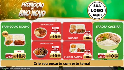 Modelo de TV para TV Horizontal com o tema Promoção de Ano Novo para Restaurante
