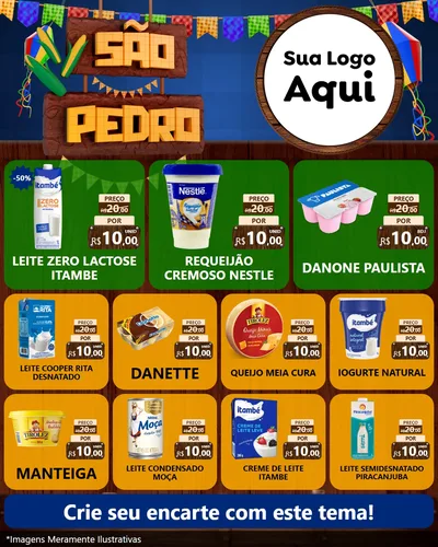 Modelo de Rede Social para Feed Instagram com o tema São Pedro para Frios e Laticínios