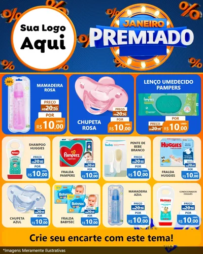 Modelo de Rede Social para Feed Instagram com o tema Janeiro Premiado para Bebês