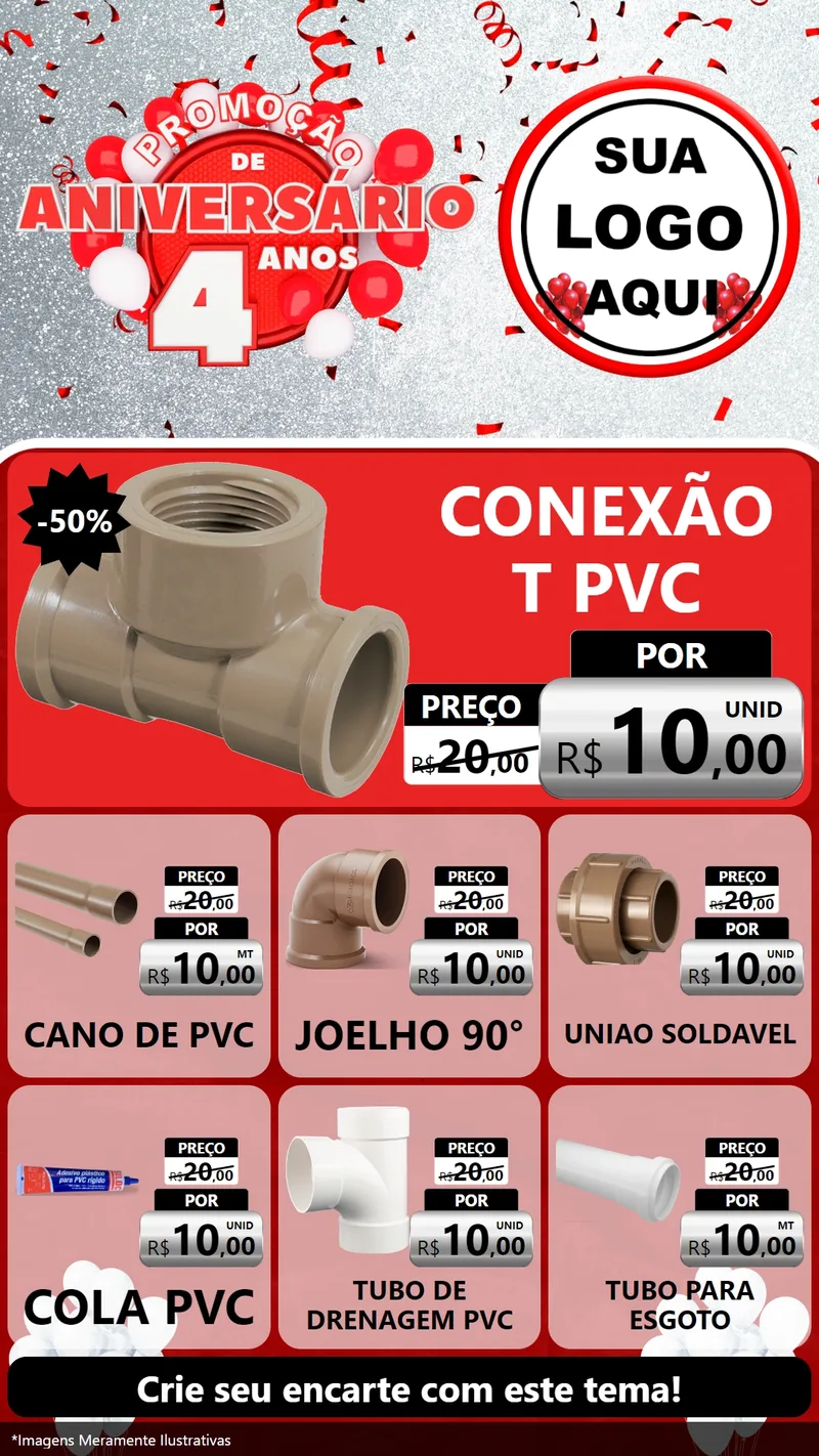 Modelo de Rede Social para Stories com o tema Promoção de Aniversário - 4 Anos para Tubos e conexões
