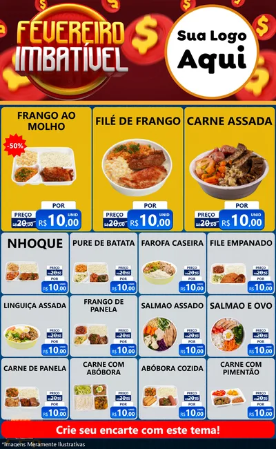 Modelo de Encarte para Encarte Grande com o tema Fevereiro Imbatível para Restaurante