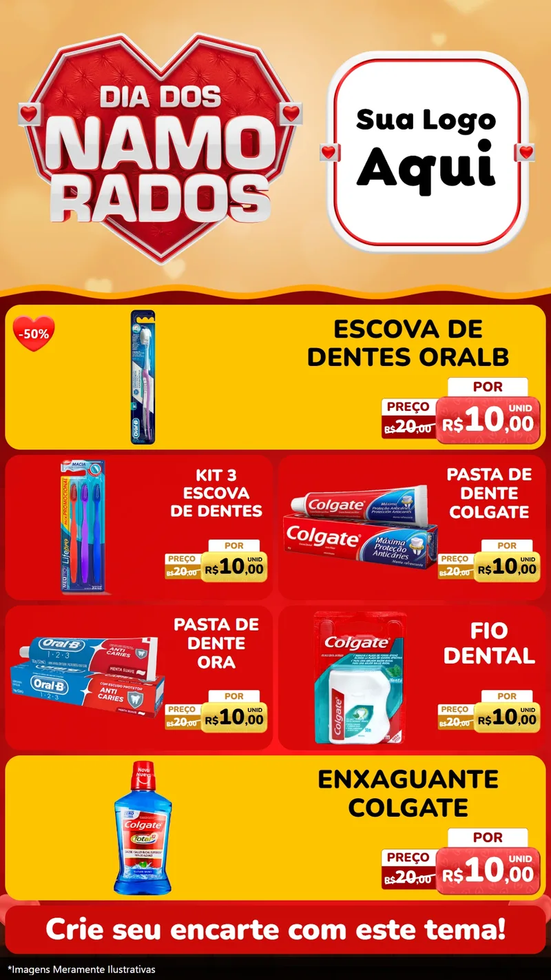 Modelo de TV para TV Vertical com o tema Dia dos Namorados para Higiene Pessoal