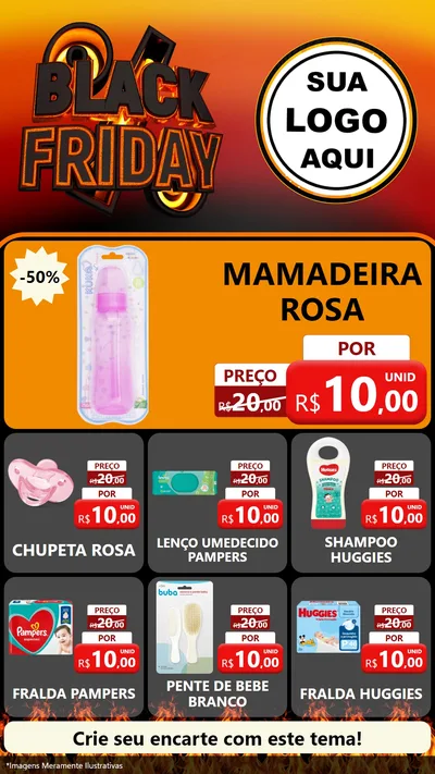 Modelo de Rede Social para Stories com o tema Black Friday para Bebês