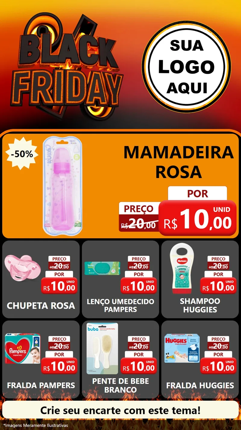 Modelo de Rede Social para Stories com o tema Black Friday para Bebês