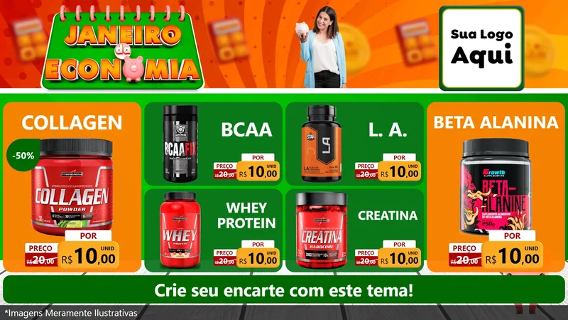 Modelo de TV para TV Horizontal com o tema Janeiro da Economia para Suplementos alimentares