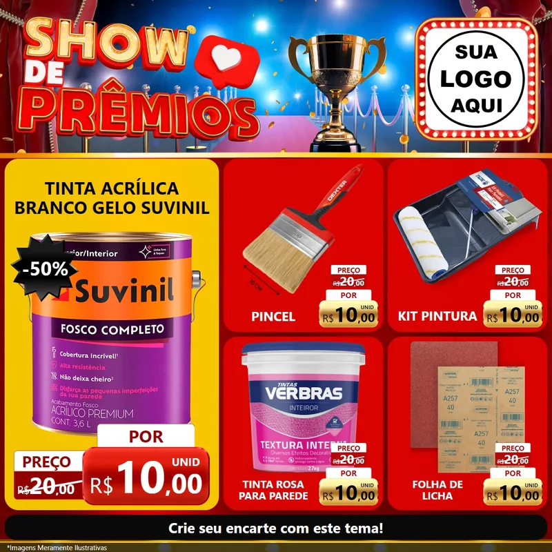 Modelo de Rede Social para Feed Facebook com o tema Show de Prêmios para Tintas e Ferramentas
