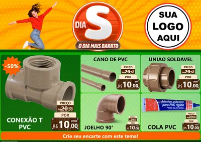 Modelo de Encarte para Encarte A4 Horizontal com o tema Dia S - O Dia Mais Barato para Tubos e conexões