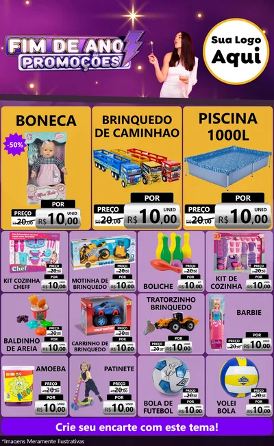 Modelo de Encarte para Encarte Grande com o tema Fim de Ano Promoções para Brinquedos