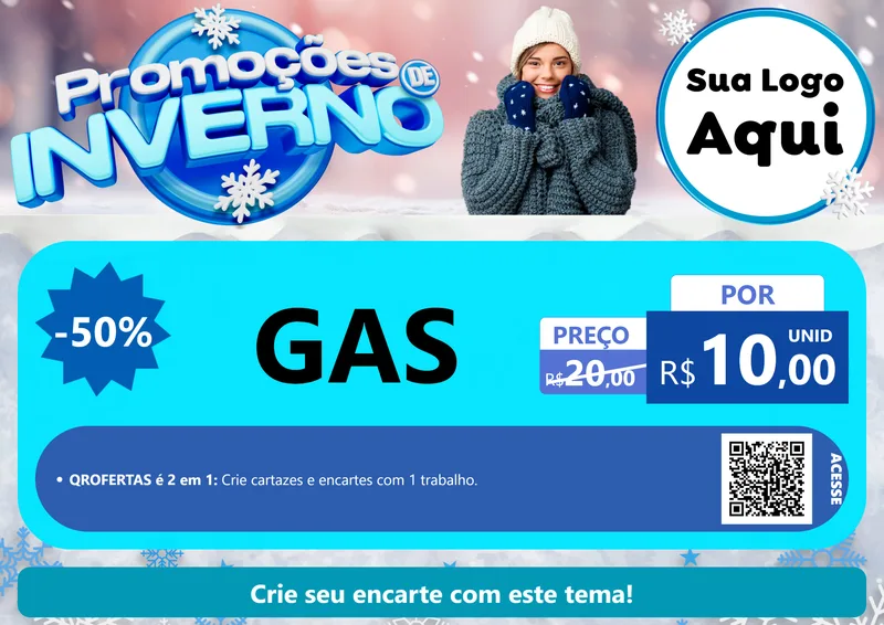 Modelo de Cartaz para Cartaz A4 Horizontal com o tema Promoções de Inverno para Água e gás