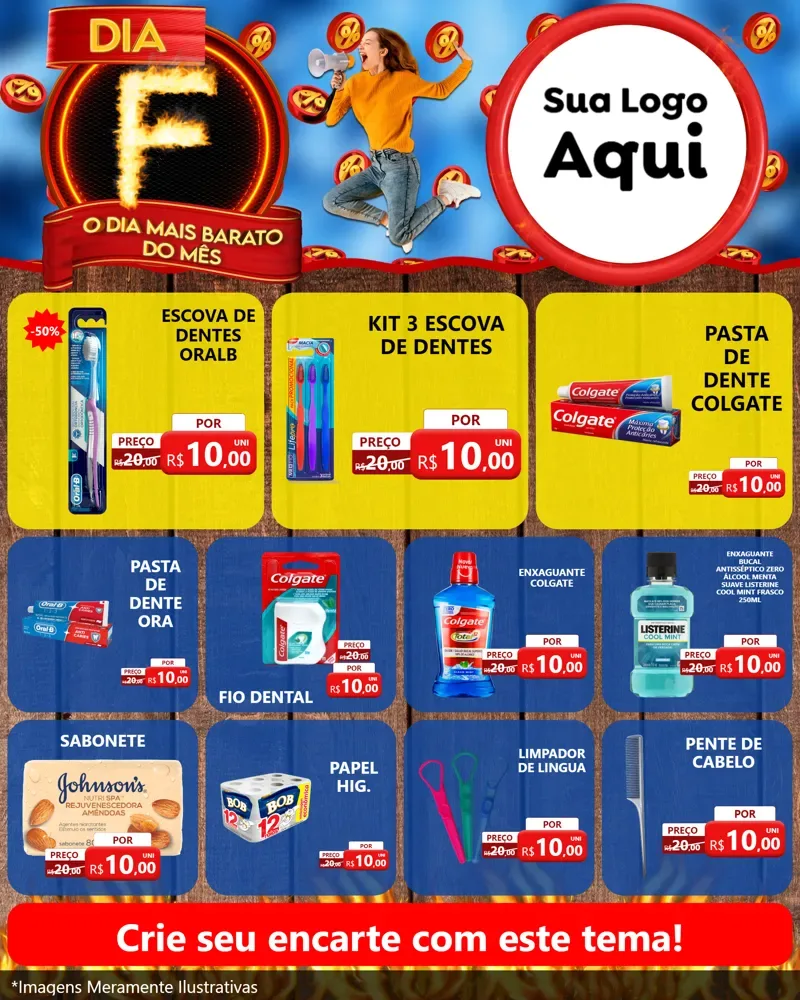 Modelo de Rede Social para Feed Instagram com o tema Dia F - O Dia Mais Barato Do Mês para Higiene Pessoal
