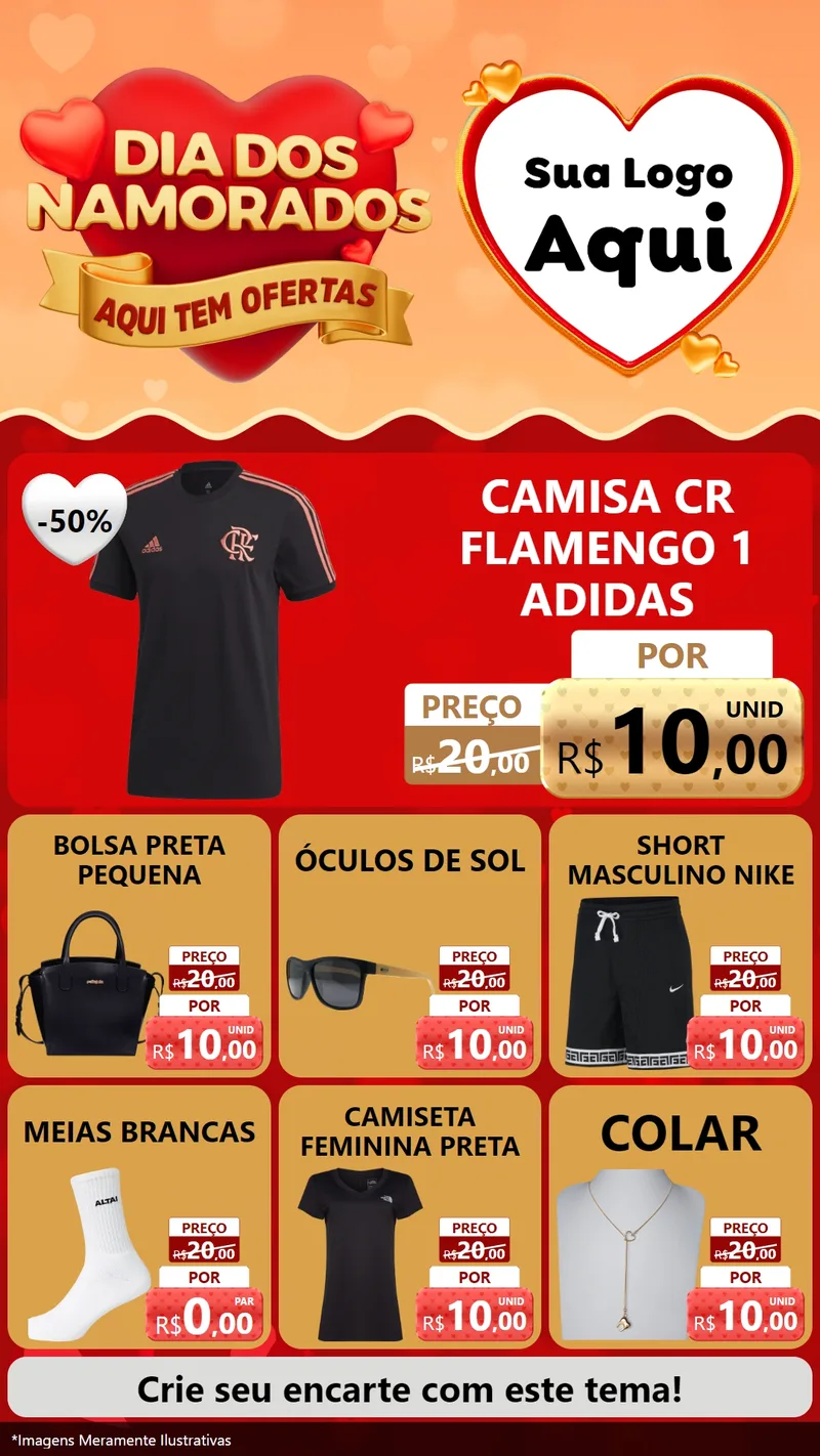 Modelo de Rede Social para Stories com o tema Dia dos Namorados - Aqui Tem Ofertas para Roupas e acessórios