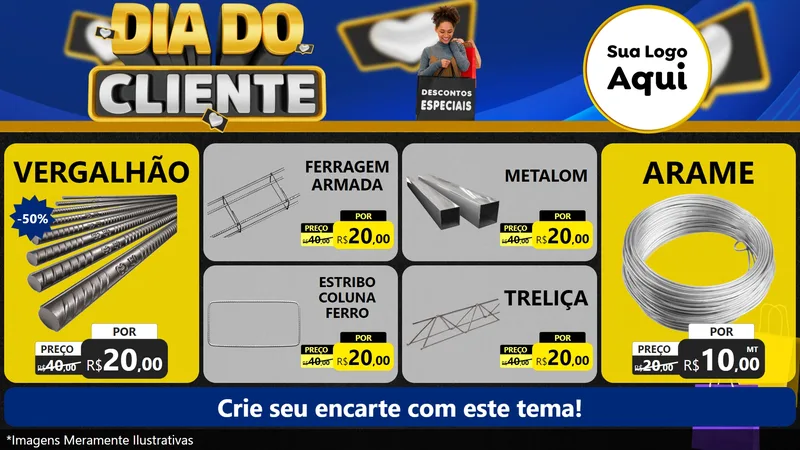 Modelo de TV para TV Horizontal com o tema Dia Do Cliente para Ferragens