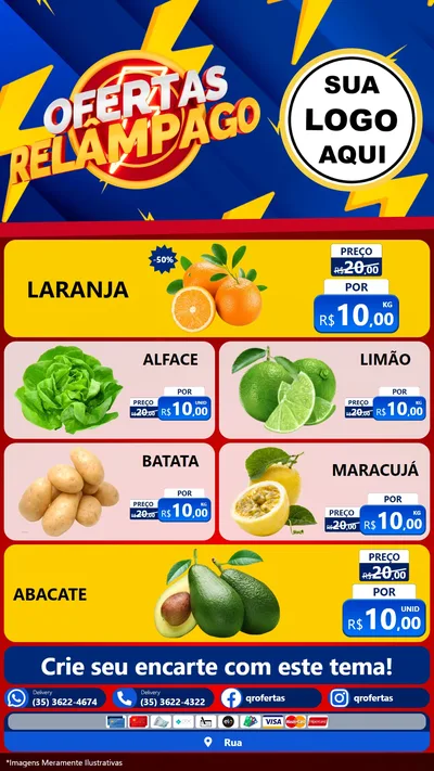 Modelo de TV para TV Vertical com o tema Ofertas Relâmpago para Hortifrúti