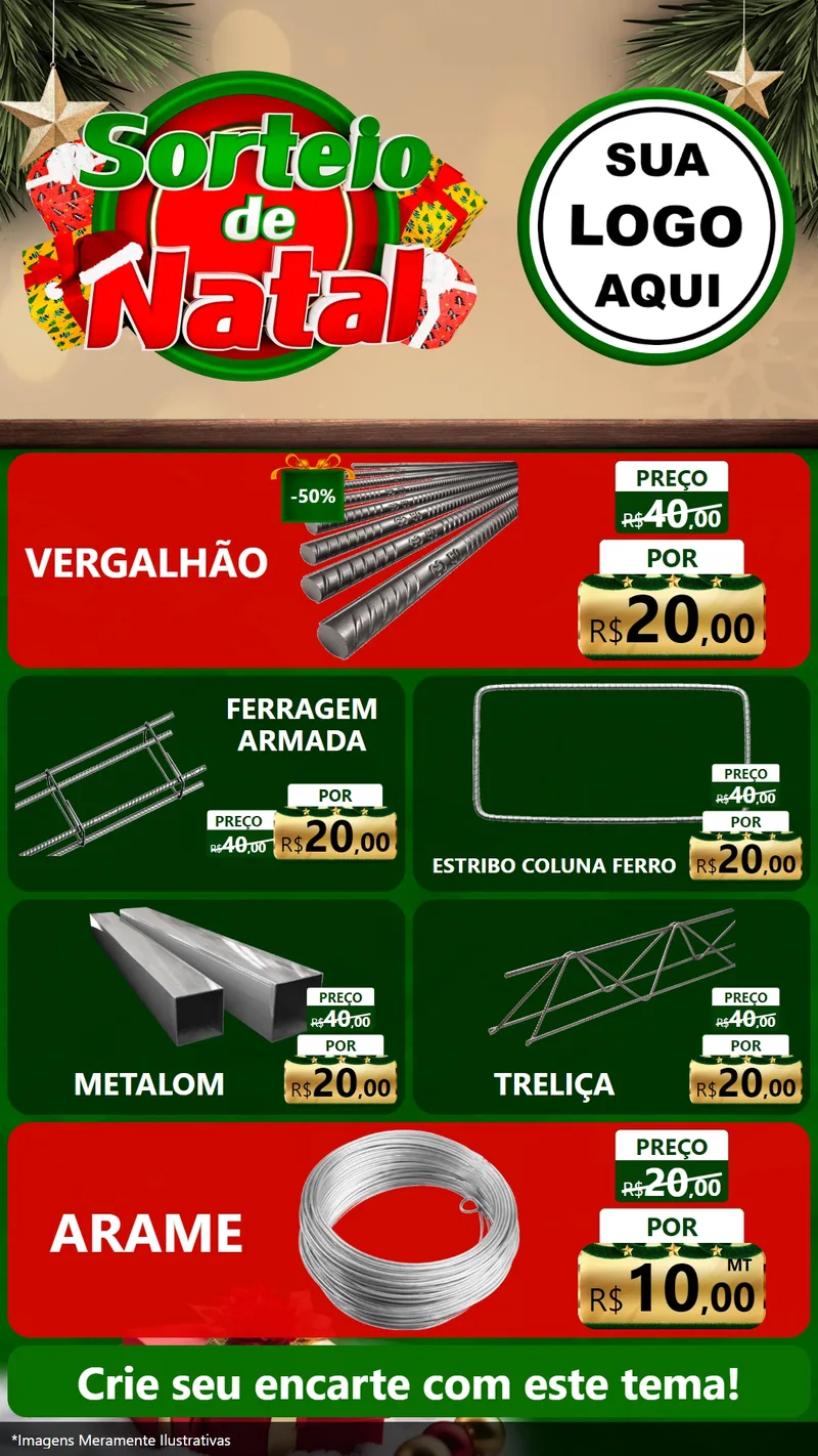 Modelo de TV para TV Vertical com o tema Sorteio de Natal para Ferragens