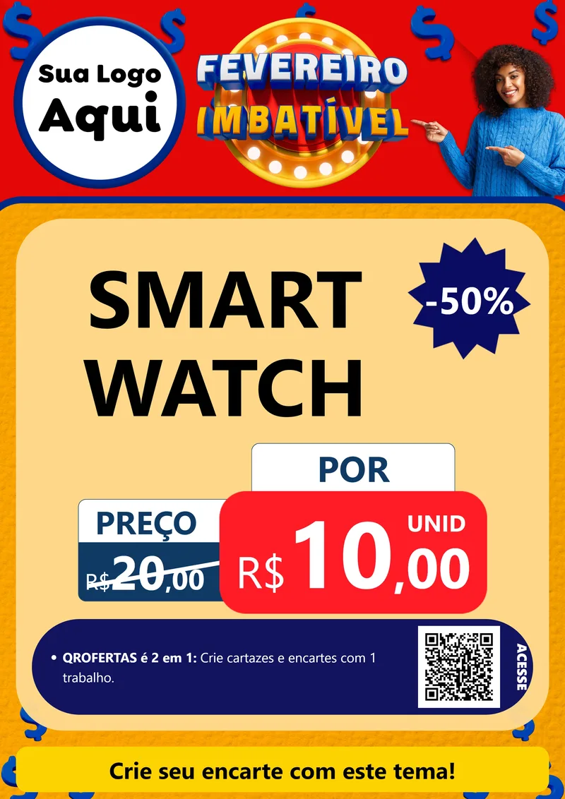 Modelo de Cartaz para Cartaz A4 Vertical com o tema Fevereiro Imbatível para Informática