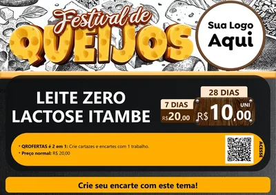 Modelo de Cartaz para Cartaz A4 Horizontal com o tema Festival de Queijos para Frios e Laticínios