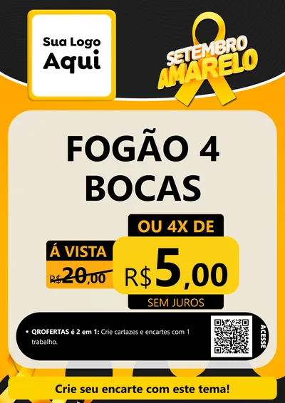 Modelo de Cartaz para Cartaz A4 Vertical com o tema Setembro Amarelo para Móveis e Eletro