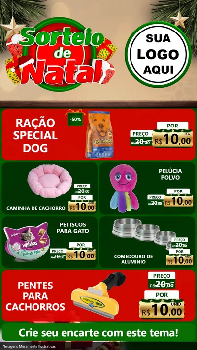 Modelo de TV para TV Vertical com o tema Sorteio de Natal para Pet Shop